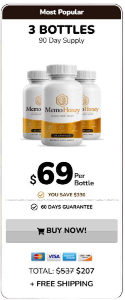 3 Bottles MemoHoney Package
