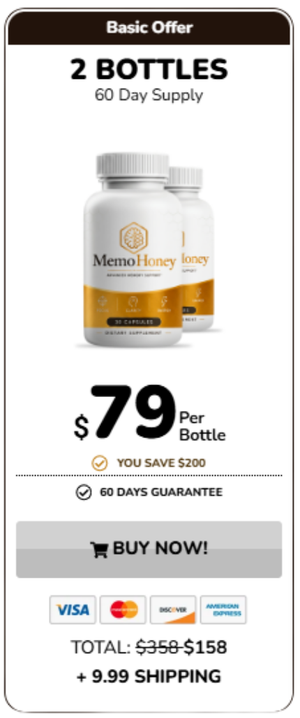 2 Bottles MemoHoney Package