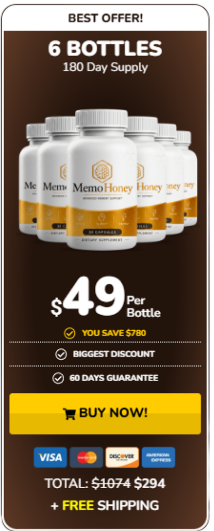 6 Bottles MemoHoney Package